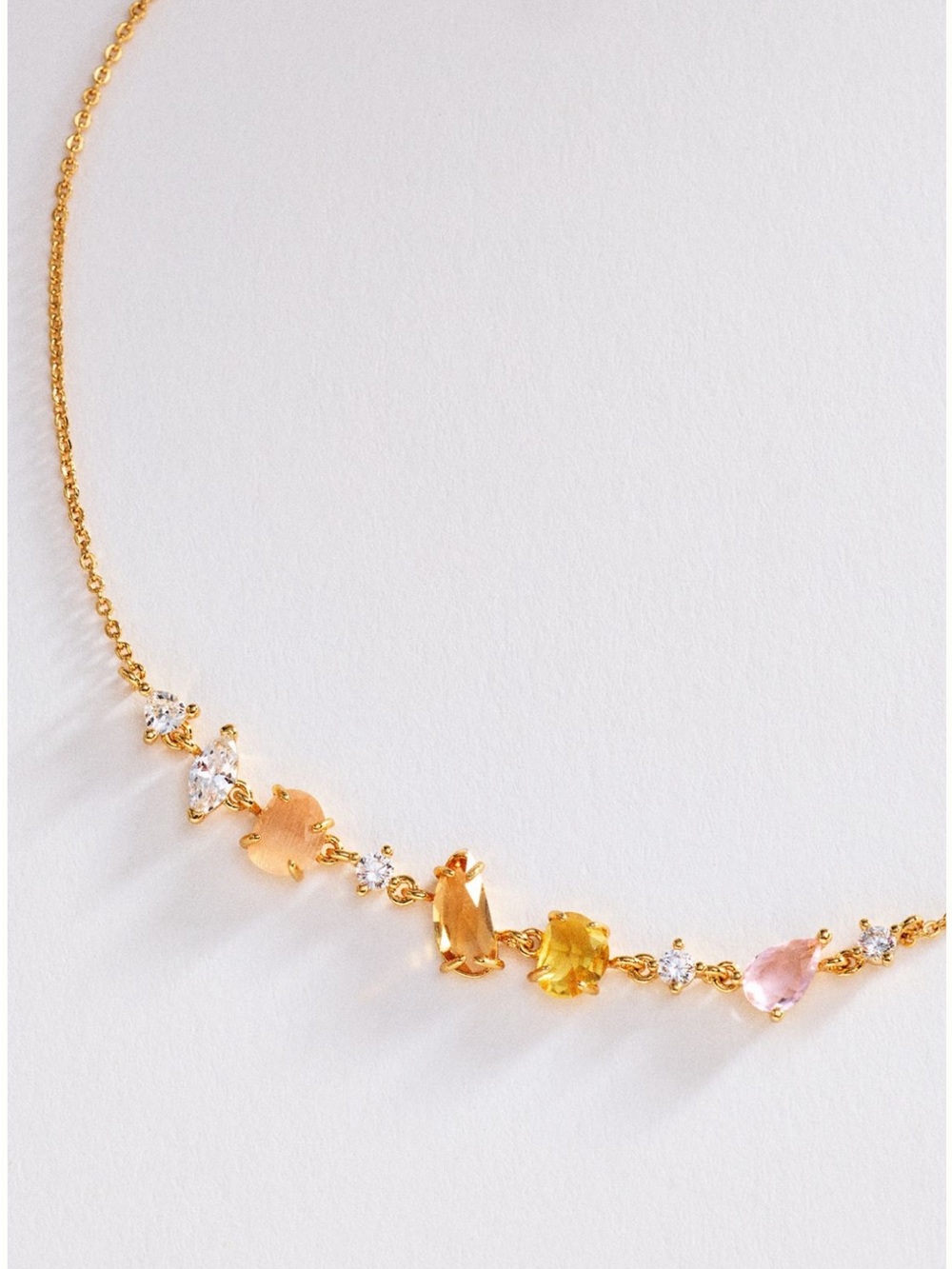 Anthropologie Mixed Stone Necklace in 14K Gold Plate in Pink Pattern. Brand new!